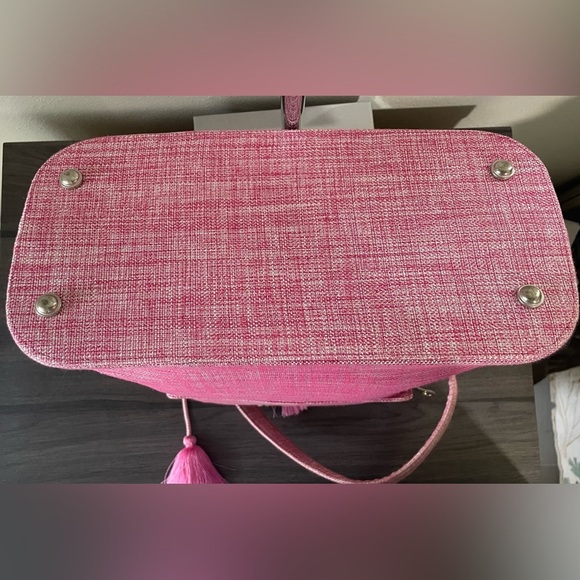 🩷 Beautiful Pink Woven Tote Bag with Tassels by David Jeffery NWOT - Picture 8 of 9